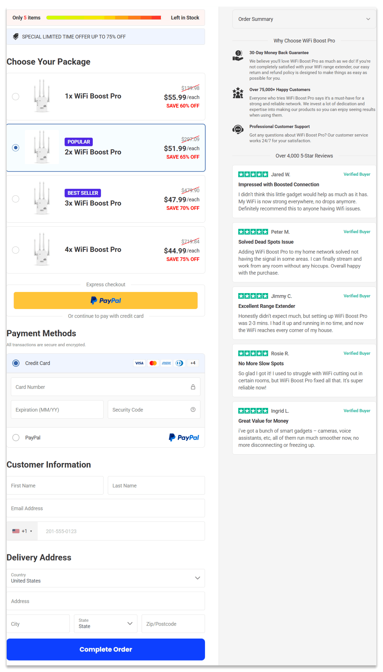 WifiBoost secure checkout page